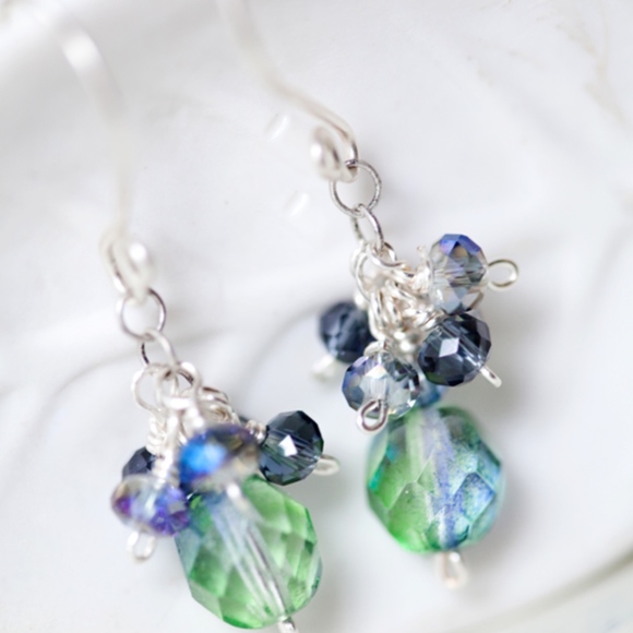 Blue Green Earrings Handmade - New! - Picture 3 of 4